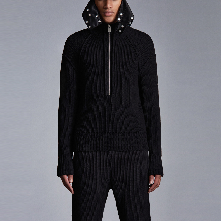 Вязаная молния свитер куртка Moncler, черный — фото 4