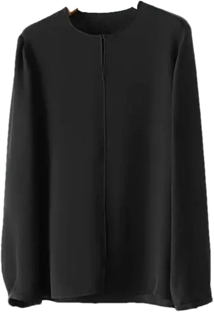 

Женская летняя футболка Mulberry Silk с длинными рукавами и круглым вырезом Adhdyuud