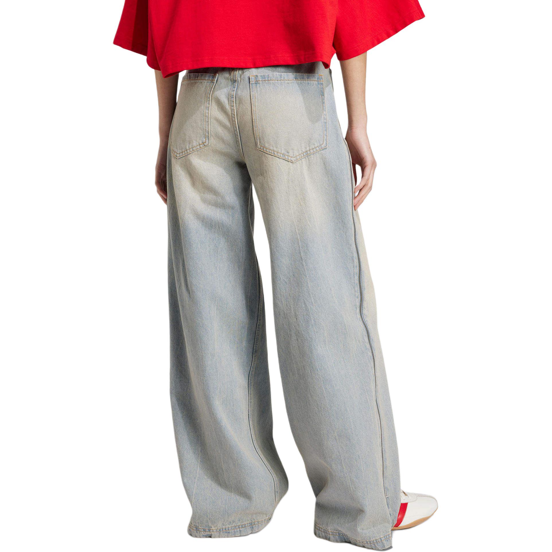 Джинсы Wide leg с застежкой-молнией Adidas, светлый индиго — фото 4