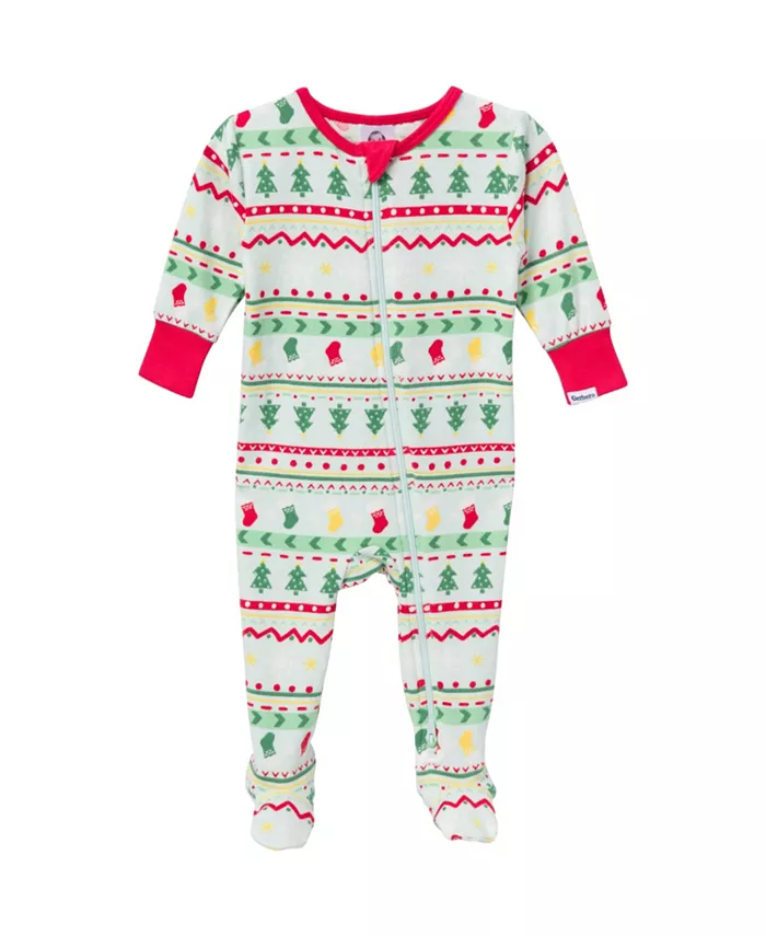 

Пижама для девочки Holiday Family Pajamas Neutral, комбинезон с ножками Gerber, белый