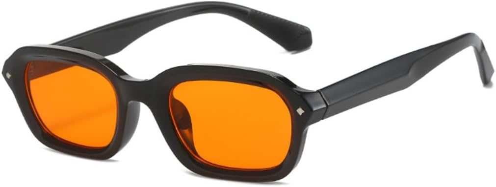 

Солнцезащитные очки с защитой UV400 | Маленькая оправа, заклепки, цветные линзы | Для женщин и мужчин, для занятий спортом на открытом воздухе и вождения DSVIGF, Black Orange