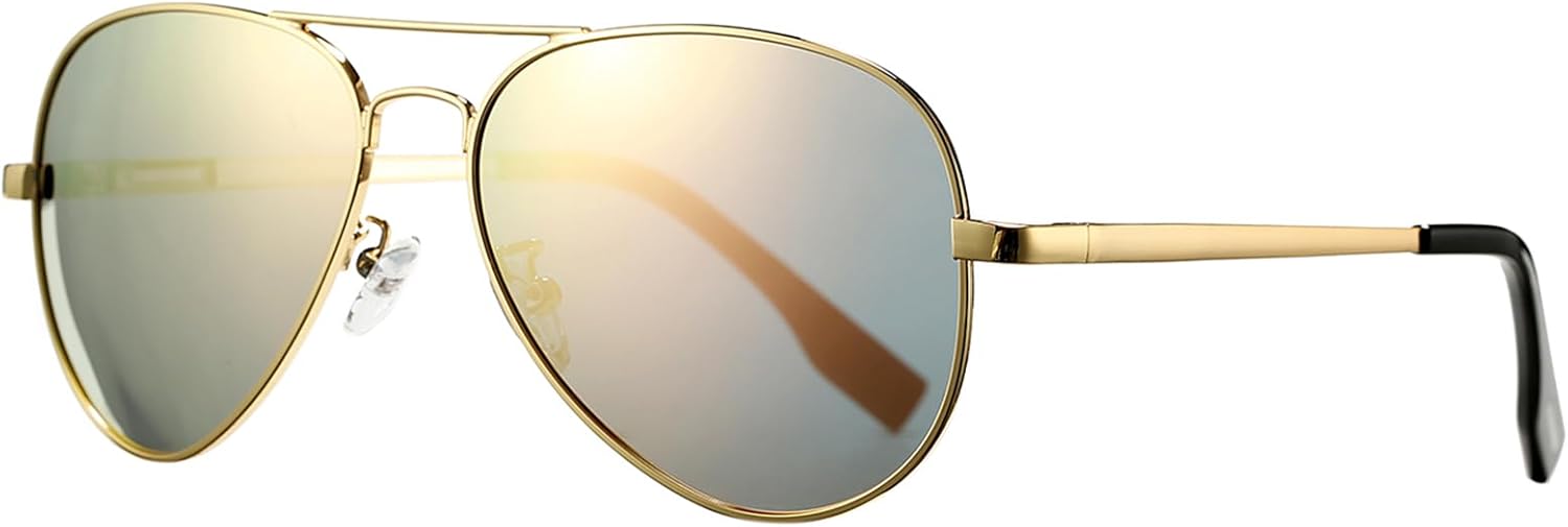 

Солнцезащитные очки-авиаторы PORADAY маленького размера, поляризованные, для подростков, металлическая оправа, линзы с защитой UV400, 52 мм, A1 Gold Frame/Pink Mirrored