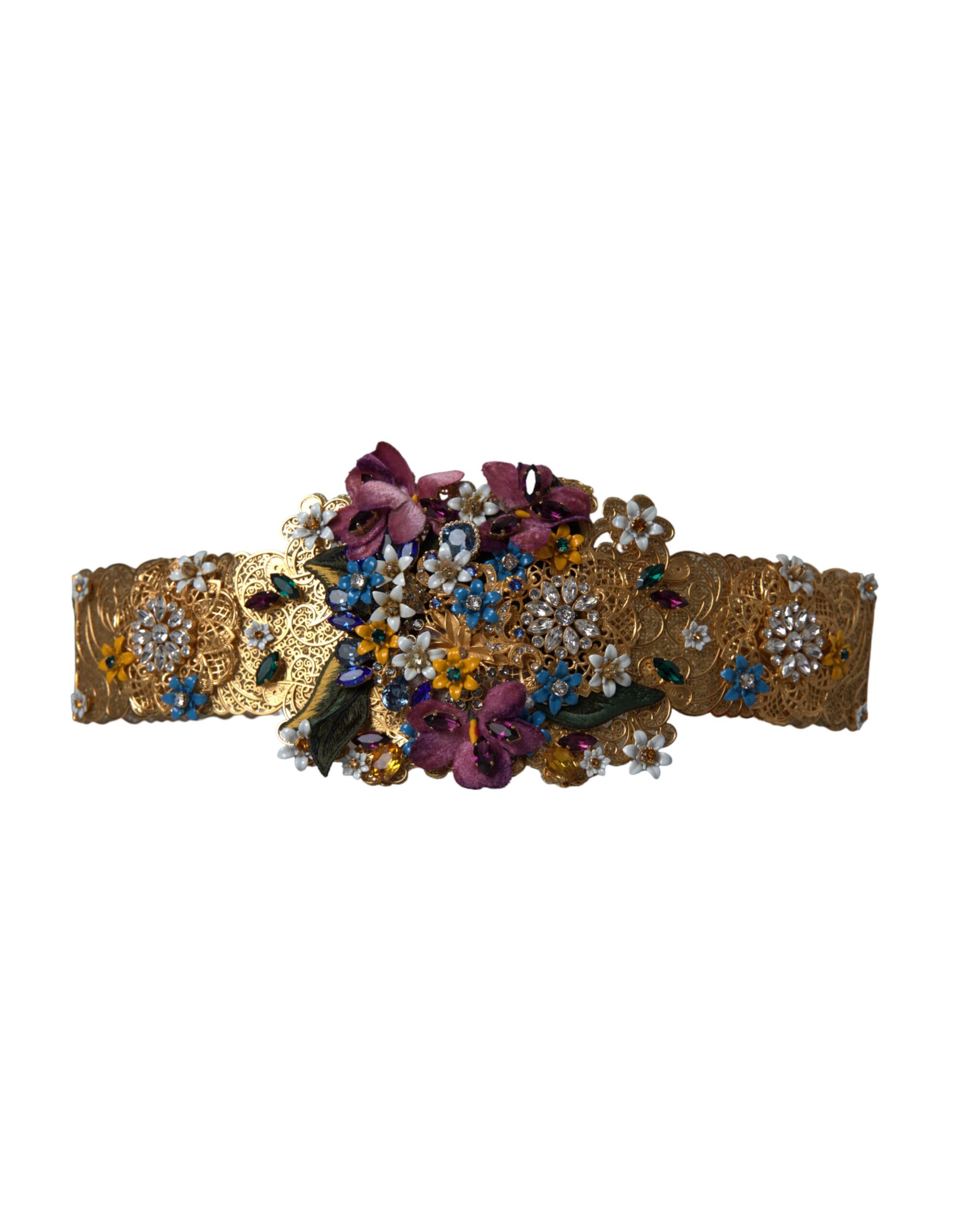 

Широкий пояс на талию с разноцветными цветочными кристаллами Dolce & Gabbana