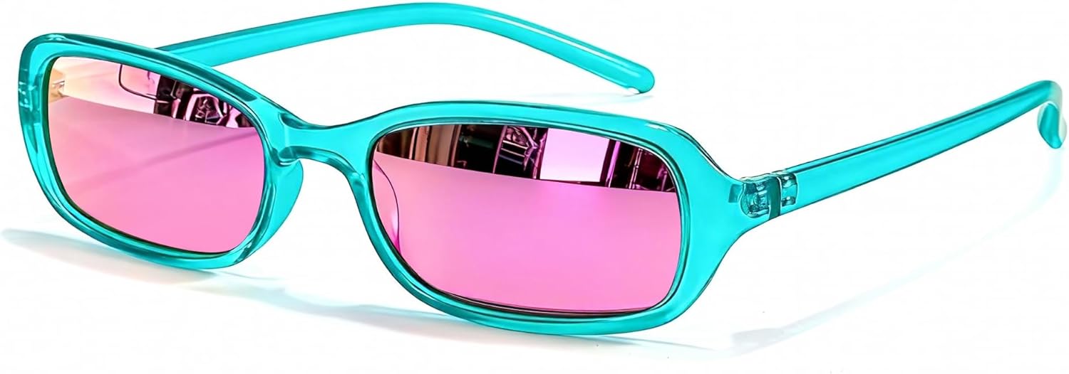 

Солнцезащитные очки FancyPink Polarized Retro Oval для женщин, маленькие, стильные, в винтажном стиле 90-х, модные, узкие, в стиле Y2k, с зеркальными линзами, A03-teal Pink