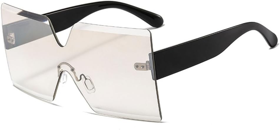 

Женские солнцезащитные очки без оправы, большие солнцезащитные очки с защитой от УФ-излучения UV400, модные очки для женщин, черные, светло-серебристые TYUVIVO, Black-lightsilver