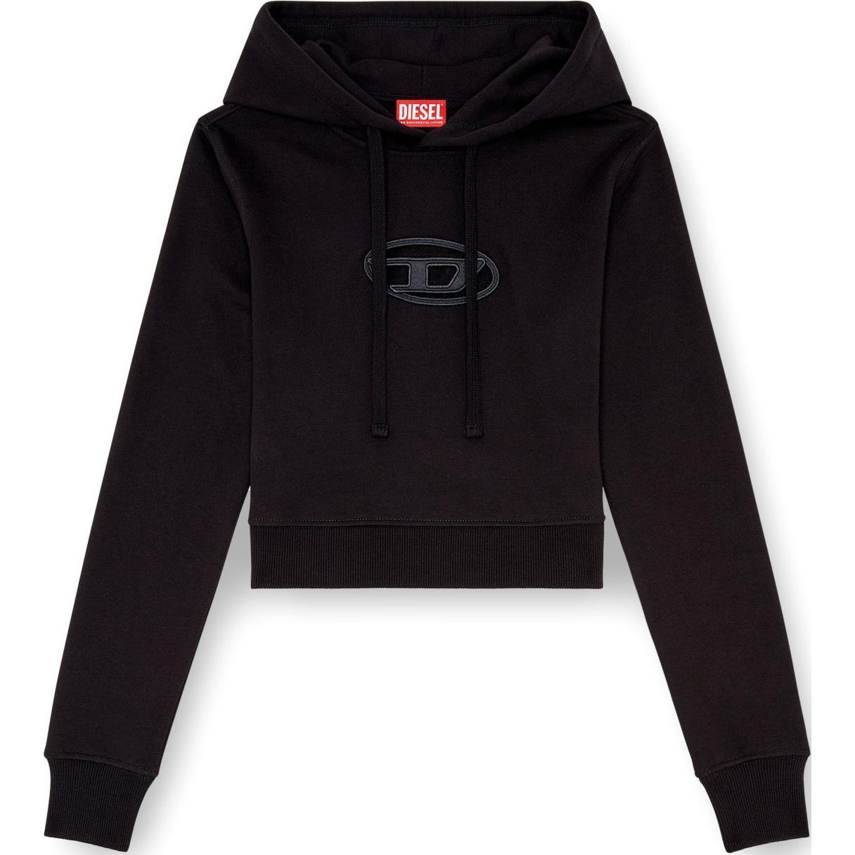 Футболка DIESEL F Slimmy с капюшоном, вырезом овальной формы и логотипом D, черная — фото 2