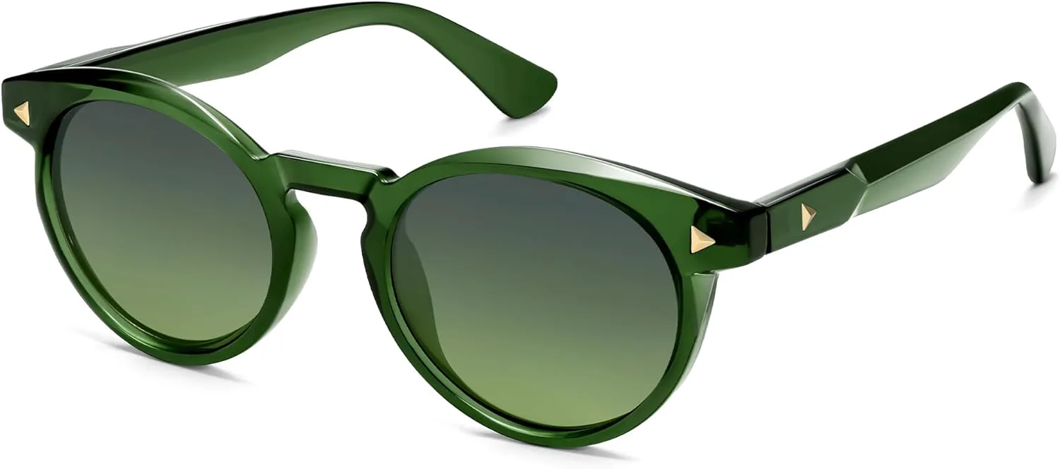 

Солнцезащитные очки VANLINKER Retro Round Polarized для мужчин и женщин, классические винтажные круглые очки VL9875, C4-polarized Gradient Green Lens/Green Frame