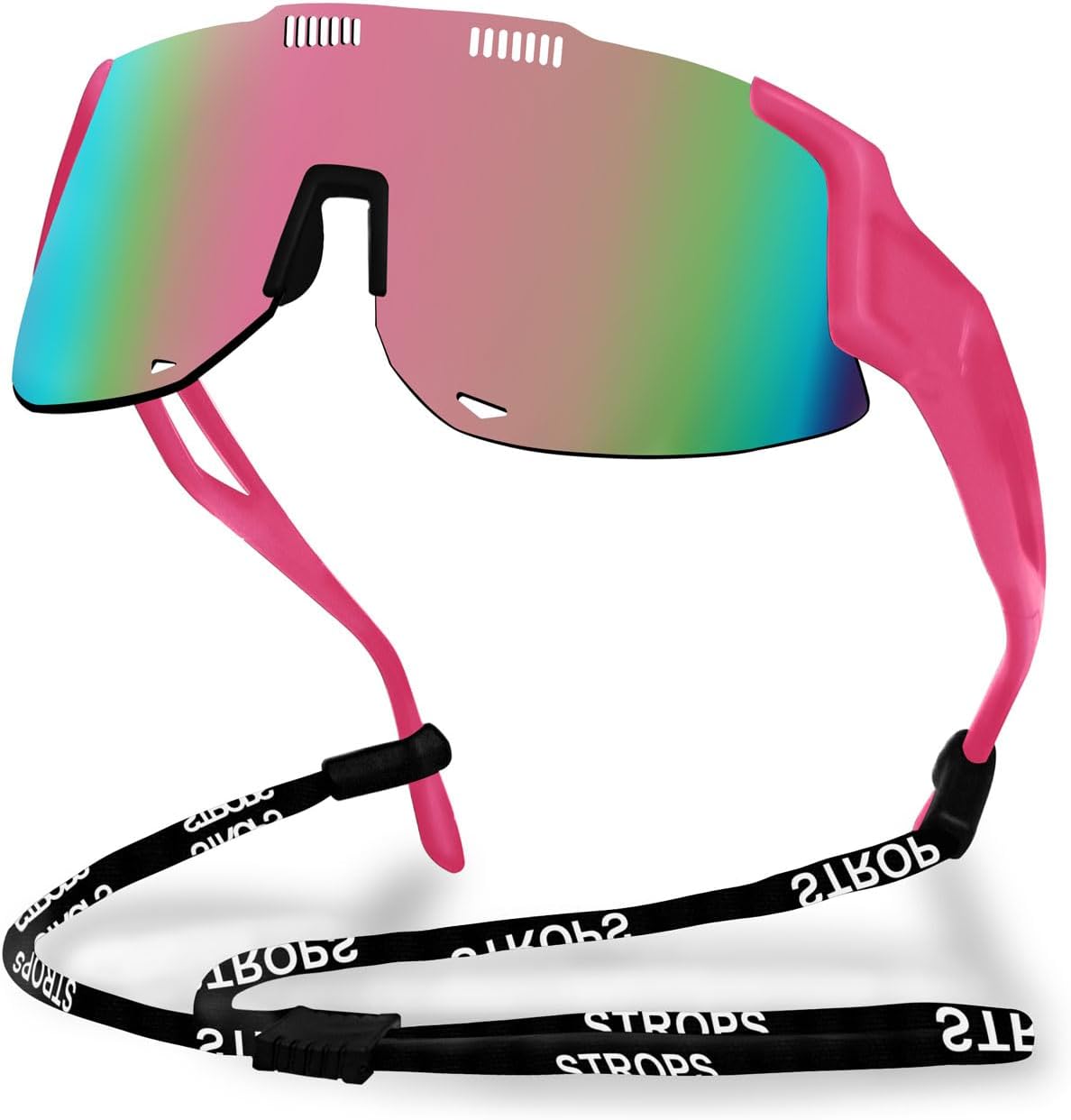 

Спортивные солнцезащитные очки для бега для женщин и мужчин, профессиональные очки для велоспорта для мужчин, солнцезащитные очки с обтекаемой формой и защитой от УФ-излучения UV400 TURVSTPC, Pink Frames and Pink Gradient Lenses