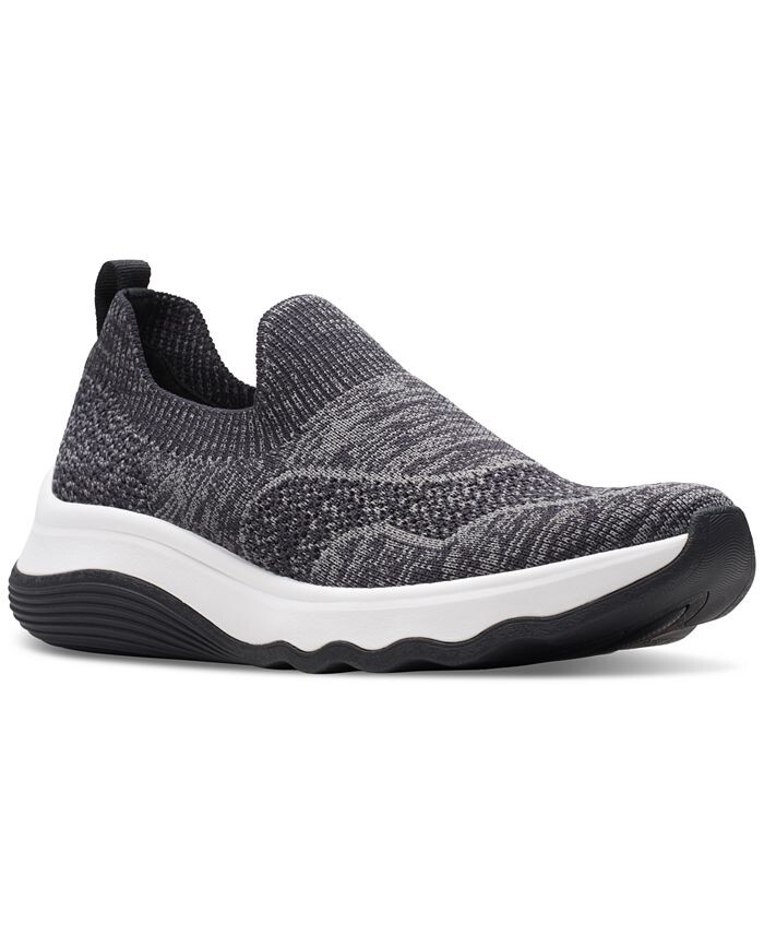 

Женские вязаные туфли без шнуровки на танкетке Circuit Path Clarks, цвет Black Knit