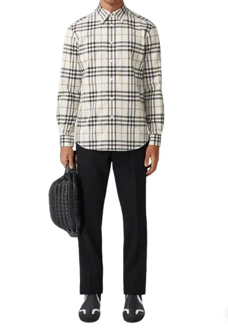 Рубашка Burberry мужская, цвет блокированный белый, модель 81043871 — фото 2