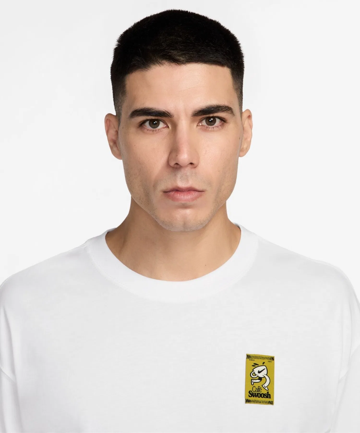 Мужская футболка NIKE NSW LSE CAFE SWOOSH V с логотипом серо-синяя — фото 2