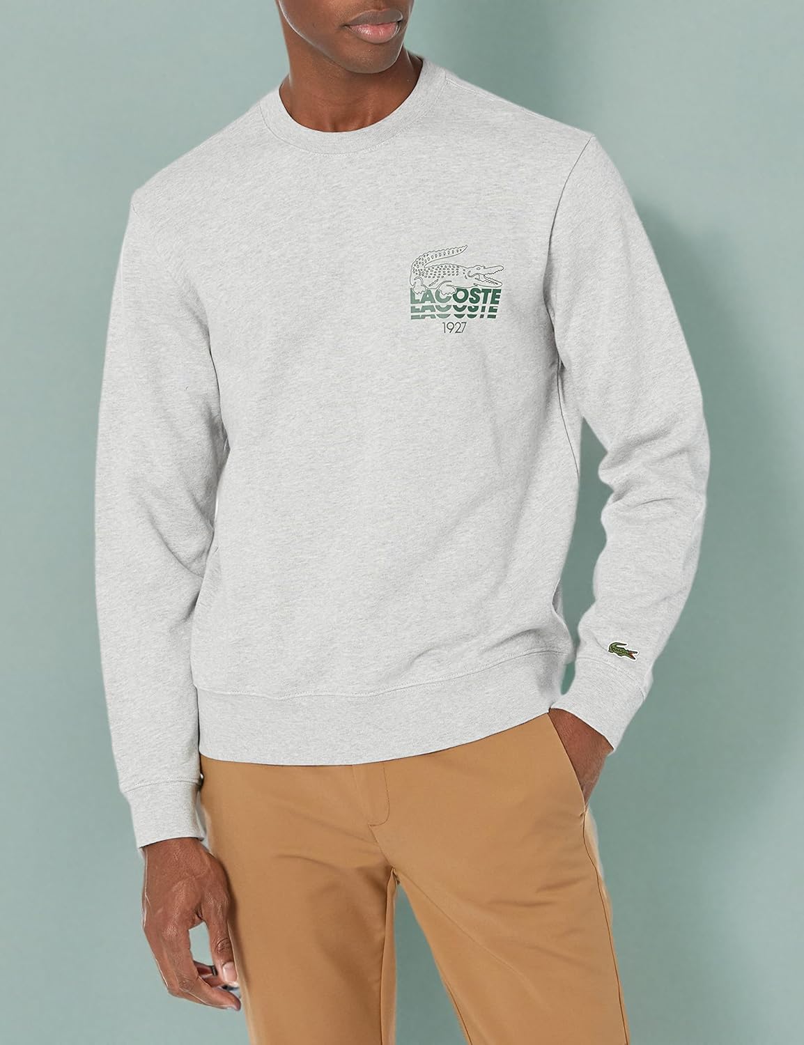 Толстовка Lacoste с длинным рукавом и смелым принтом, серый — фото 3