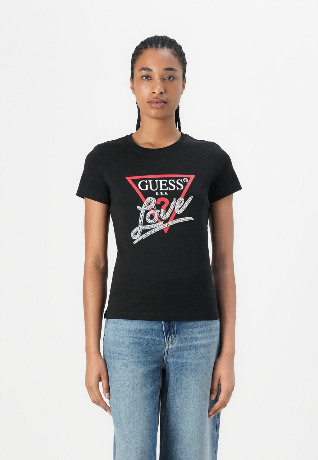 

Футболка с принтом PEARLS LOVE TRIANGLE TEE Guess, черный