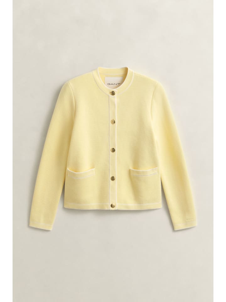 

Gant Вязаный хлопковый кардиган ванильно-желтого цвета