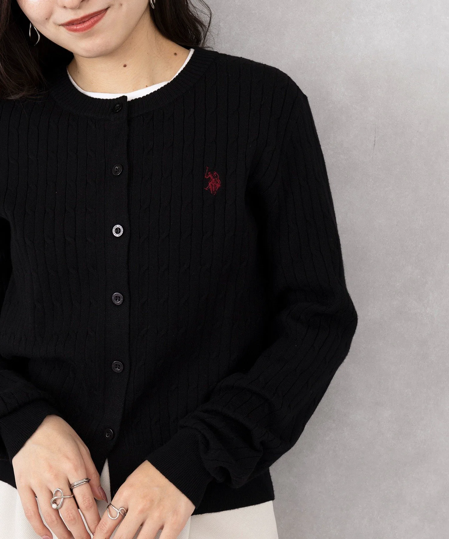 Кардиган мини-кросса с вышитым логотипом US POLO ASSN./One-Point Logo Pony. U.S. Polo Assn., BLK — фото 2