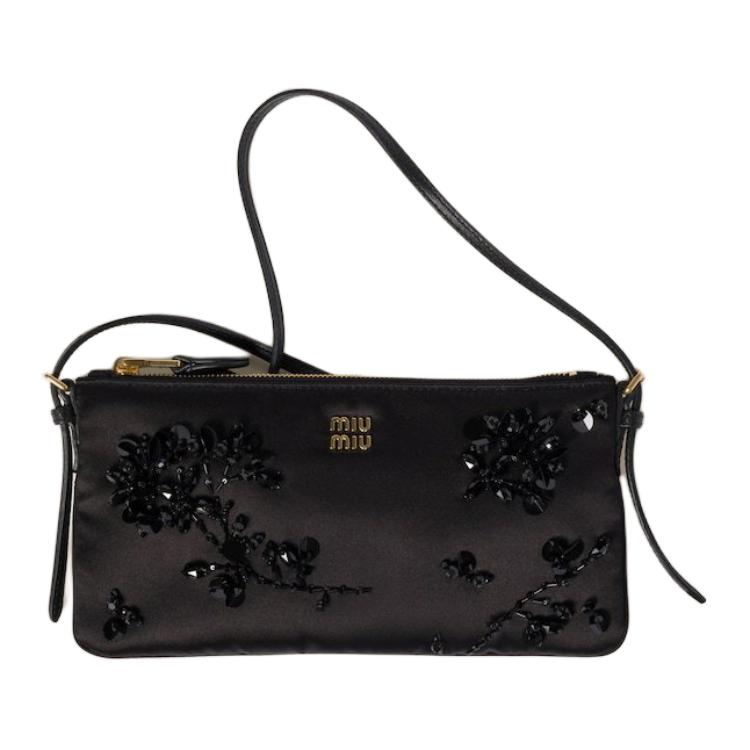 

MIU MIU Шелковая мини-сумка через плечо для женщин Black