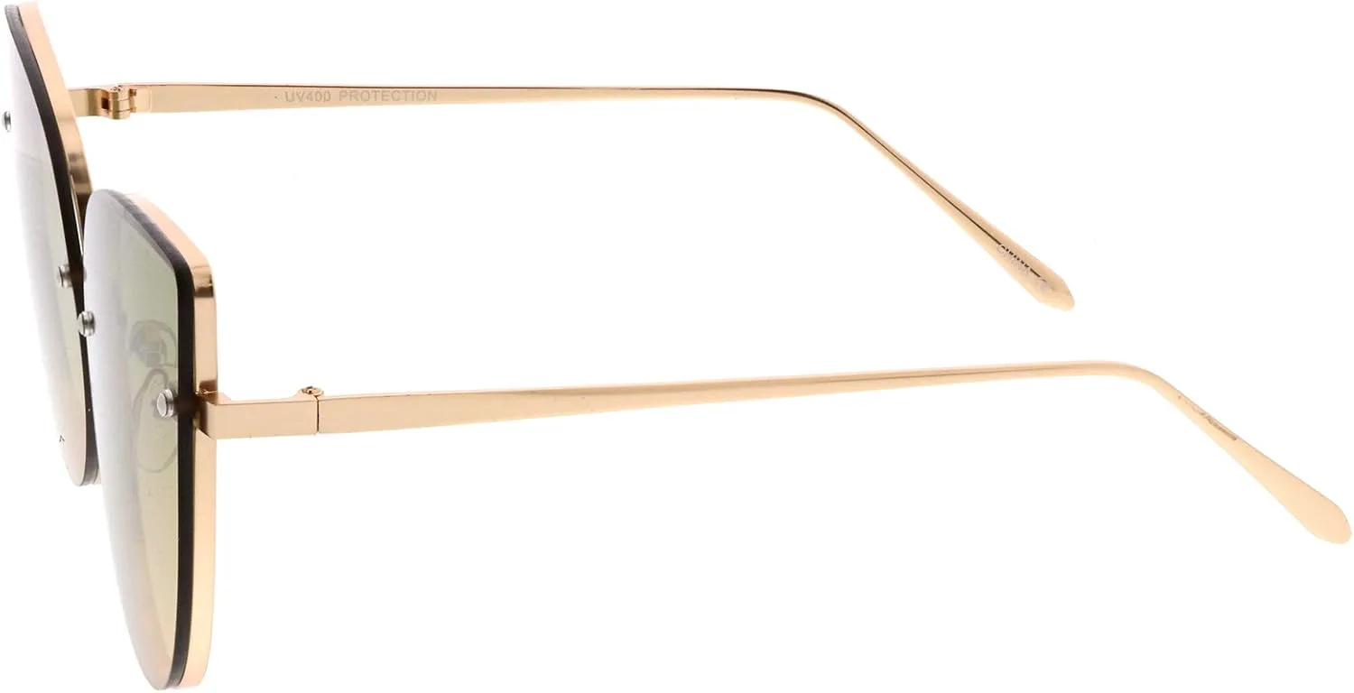 

Женские солнцезащитные очки zeroUV Oversize Slim Metal Rimless с градиентными плоскими линзами и оправой «кошачий глаз», диаметр линз 61 мм, Gold / Smoke-brown