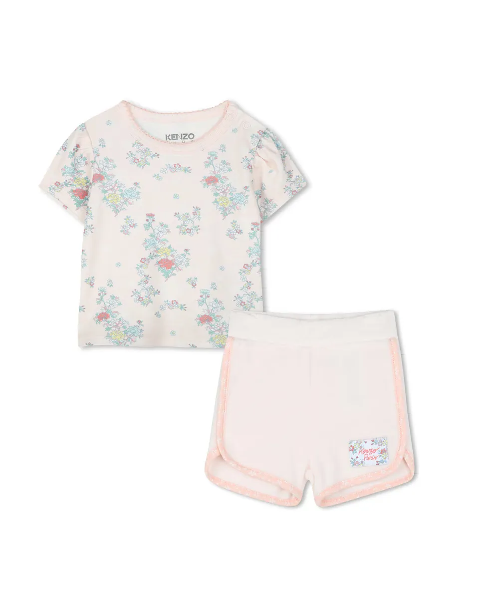 

Комплект из футболки с принтом и шорт для малышки Kenzo Kids, натуральный