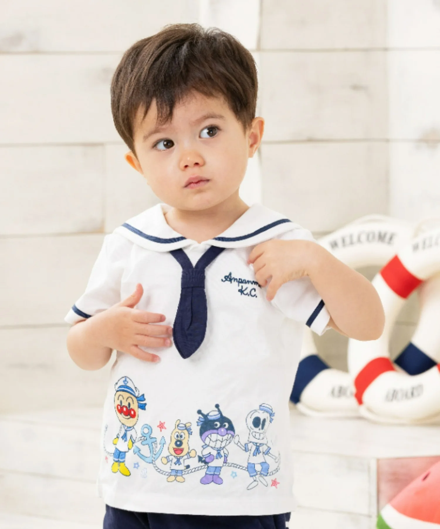Детская футболка с морским дизайном Anpanman Baikinman ANPANMAN KIDS COLLECTION бежевая