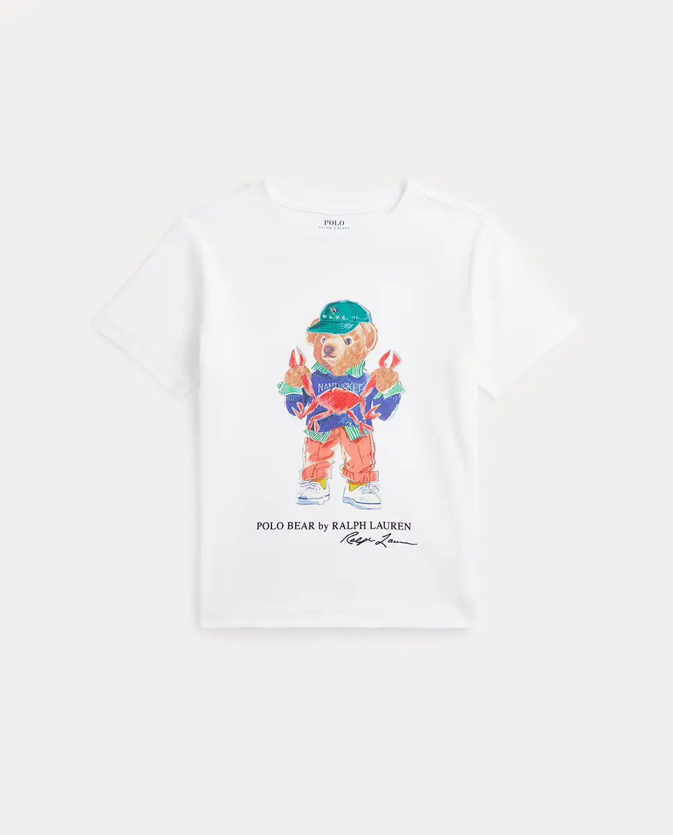 

Футболка из хлопка для мальчика с медведем Поло Polo Ralph Lauren, белый