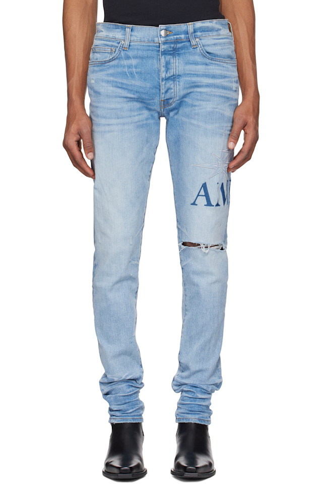 

Скинни с аппликацией Starburst Amiri, индиго