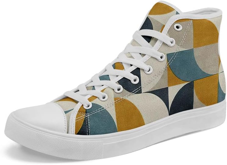 

Современные высокие кеды с абстрактным узором из холста, стильная дышащая повседневная обувь для ходьбы, унисекс Awsole, Modern Abstract Pattern-3