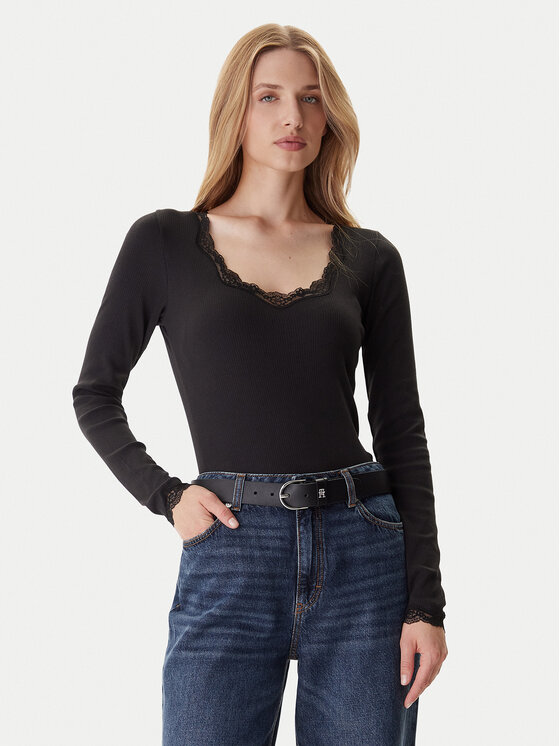 

Блузка slim fit UW0UW06071 Tommy Hilfiger, черный