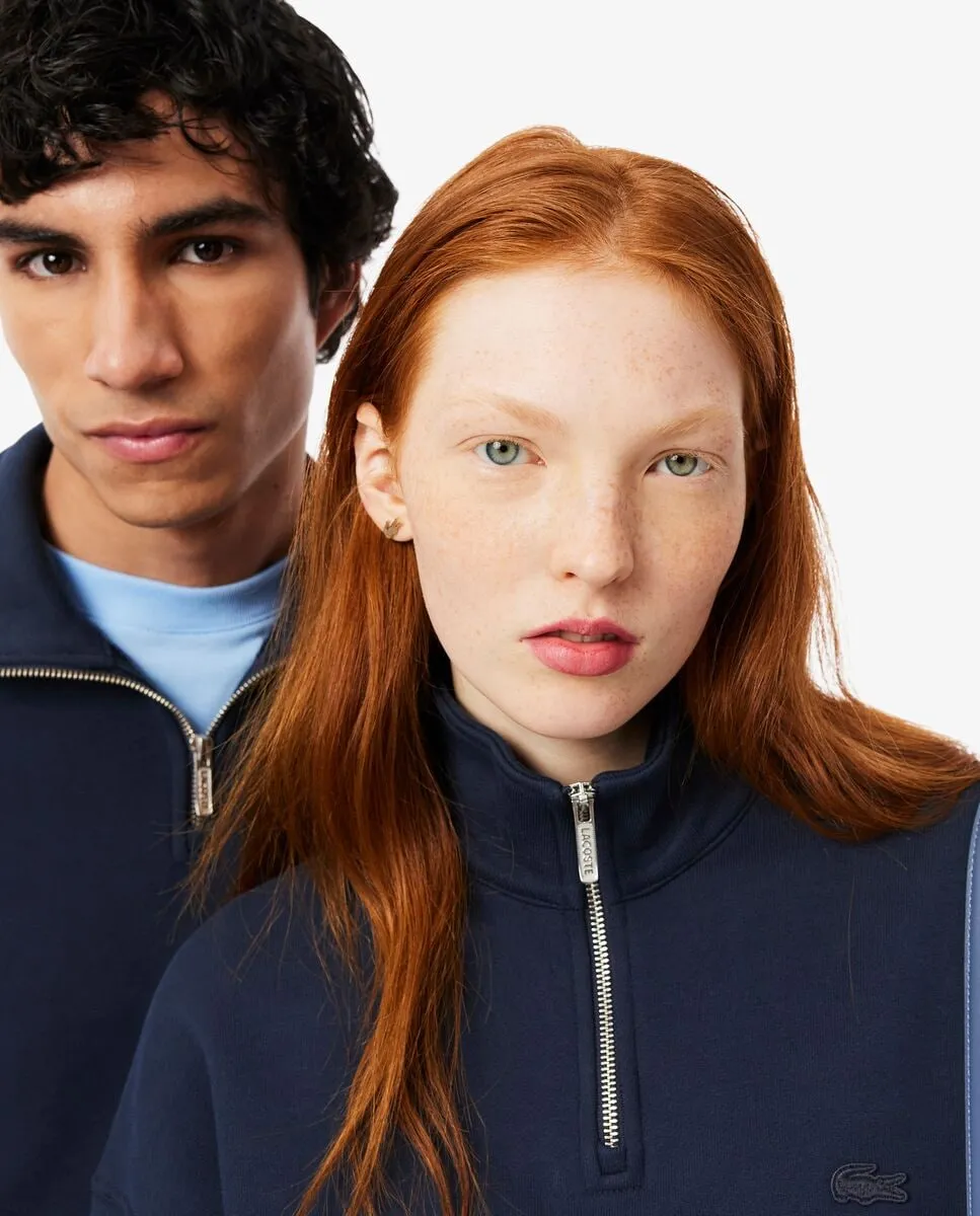 Унисекс толстовка из плотного флиса с молнией на воротнике, зеленого цвета Lacoste — фото 3