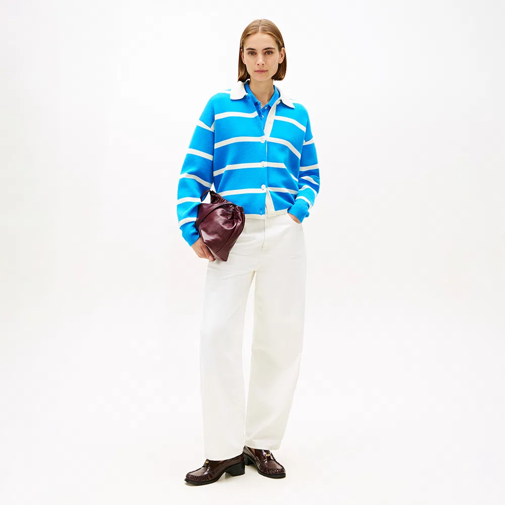 Женский вязаный кардиган в широкую полоску синего цвета от Tommy Hilfiger Women — фото 3