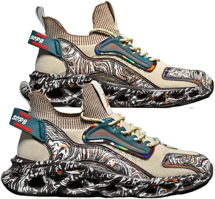 

Мужские модные кроссовки Повседневная спортивная обувь- круглый носок на круглом носке на круглом носке для резиновой подошвы и тканевой стельки- спортивная обувь для повседневной ношения и спортивных занятий Hhhchpm, бежевый