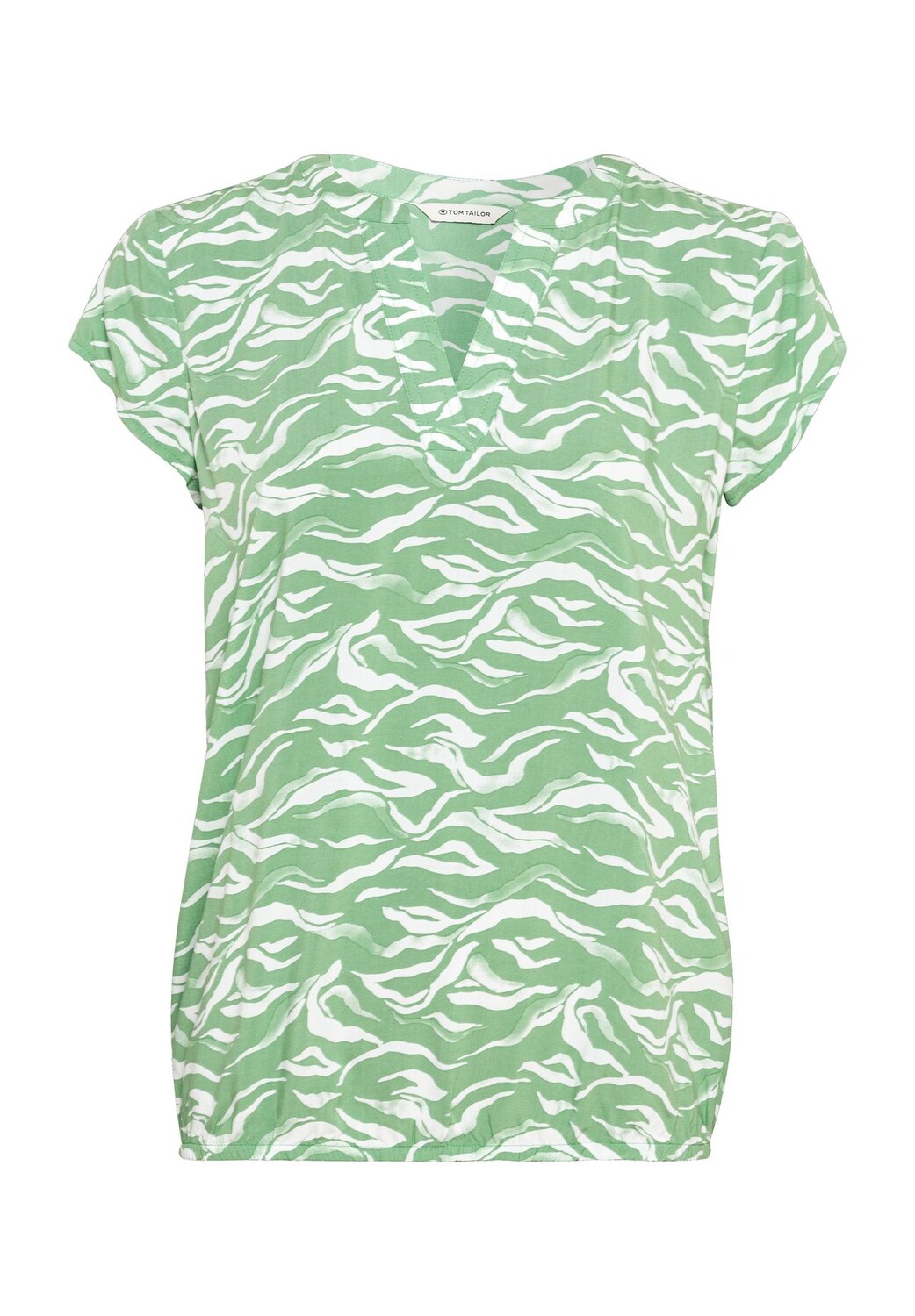 

Женская блузка с короткими рукавами и разрезом на шее TOM TAILOR, цвет Green Small