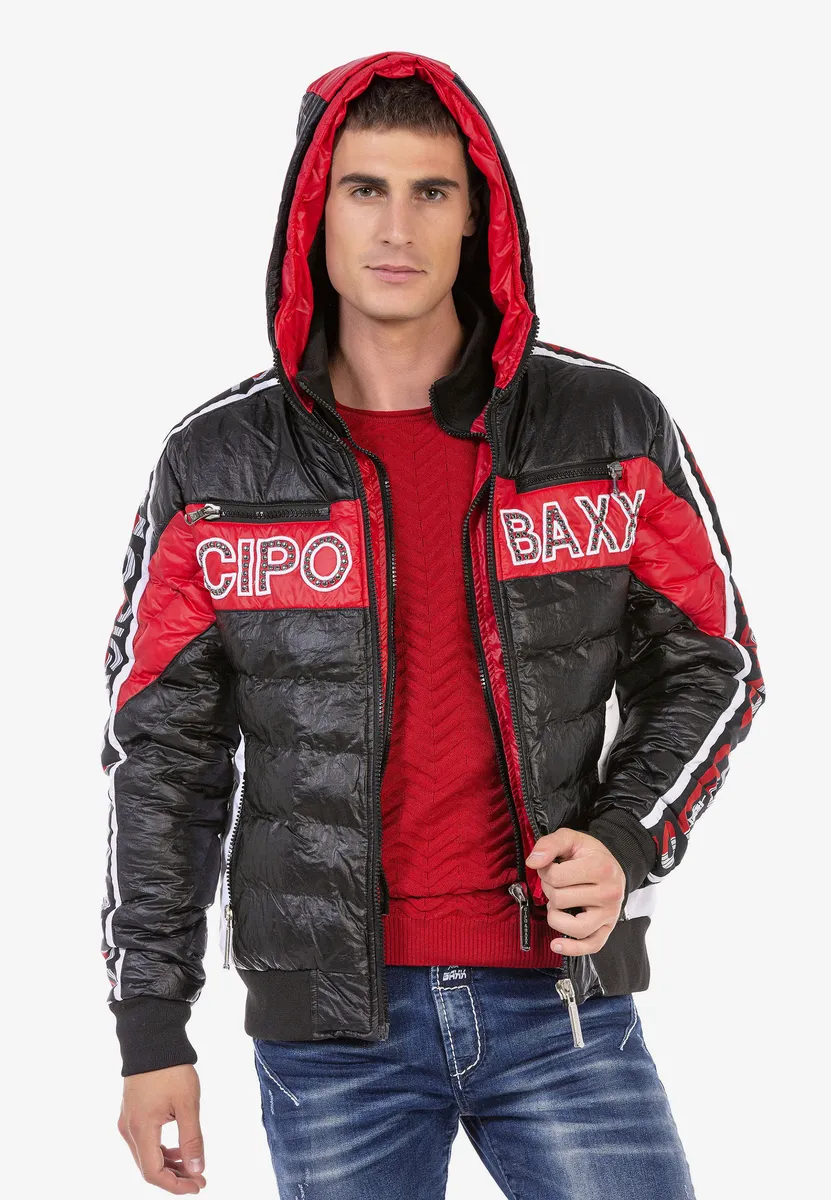 

Стеганая куртка Cipo & Baxx спортивного дизайна, красный