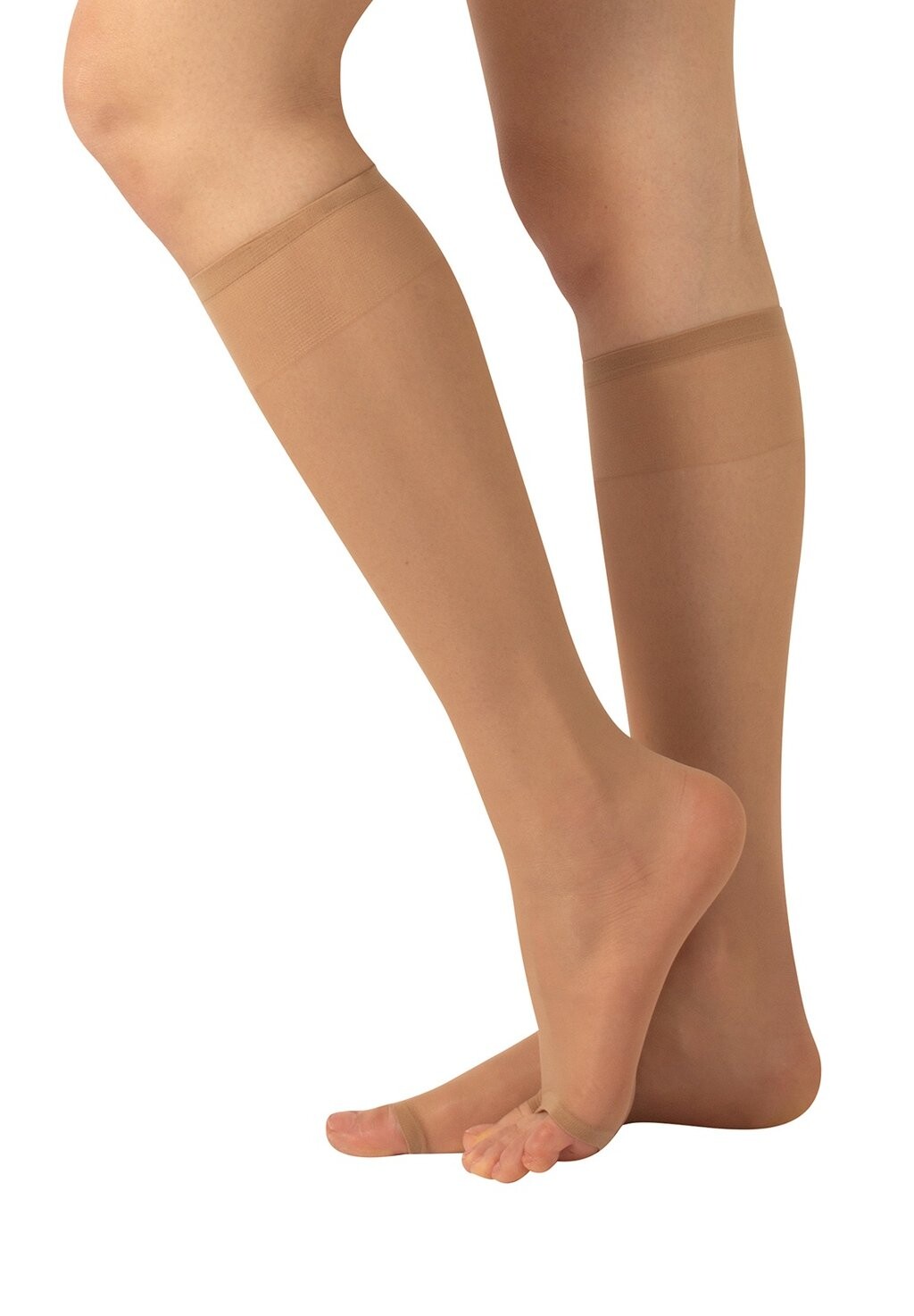 

Носки выше колена PACK 2 PAIRS OPEN TOE KNEE-HIGH SOCKS 10 DEN Calzitaly, цвет Nude