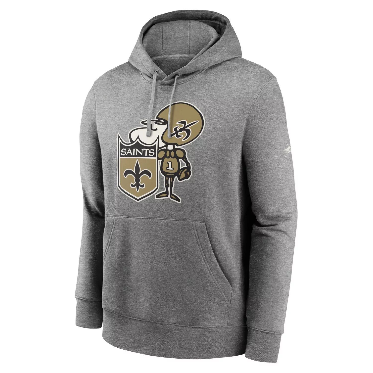 Мужской флисовый пуловер с капюшоном серого цвета New Orleans Saints Rewind Club Nike — фото 2