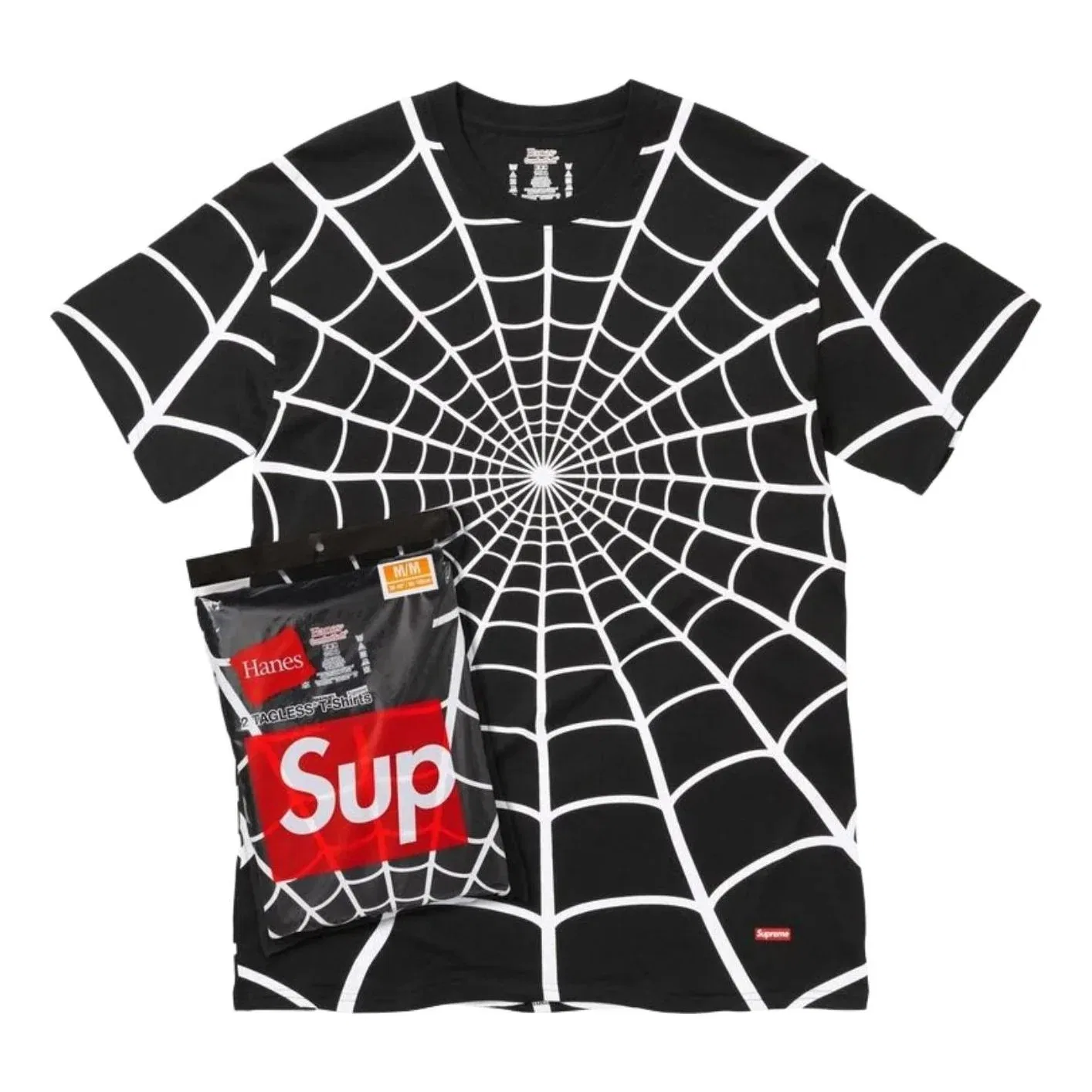 Футболки Supreme x Hanes Spider-Man без этикеток (2 шт.), черный цвет, SUP-SS26-190-BLK