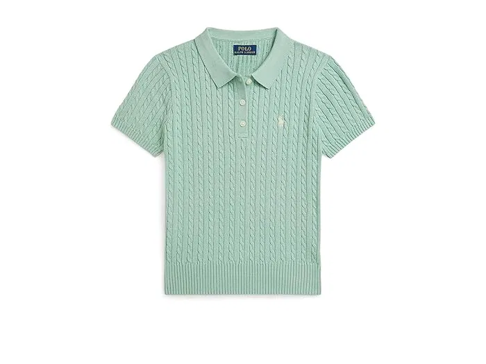 Свитер поло с кабельным узором Mini-Cable Cotton Polo Polo Ralph Lauren Kids, White/Navy