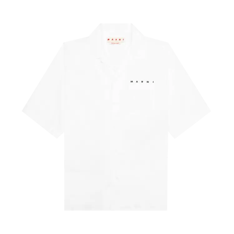 

Рубашка Marni Boxy Fit Logo Bowling 'Lily White', белый
