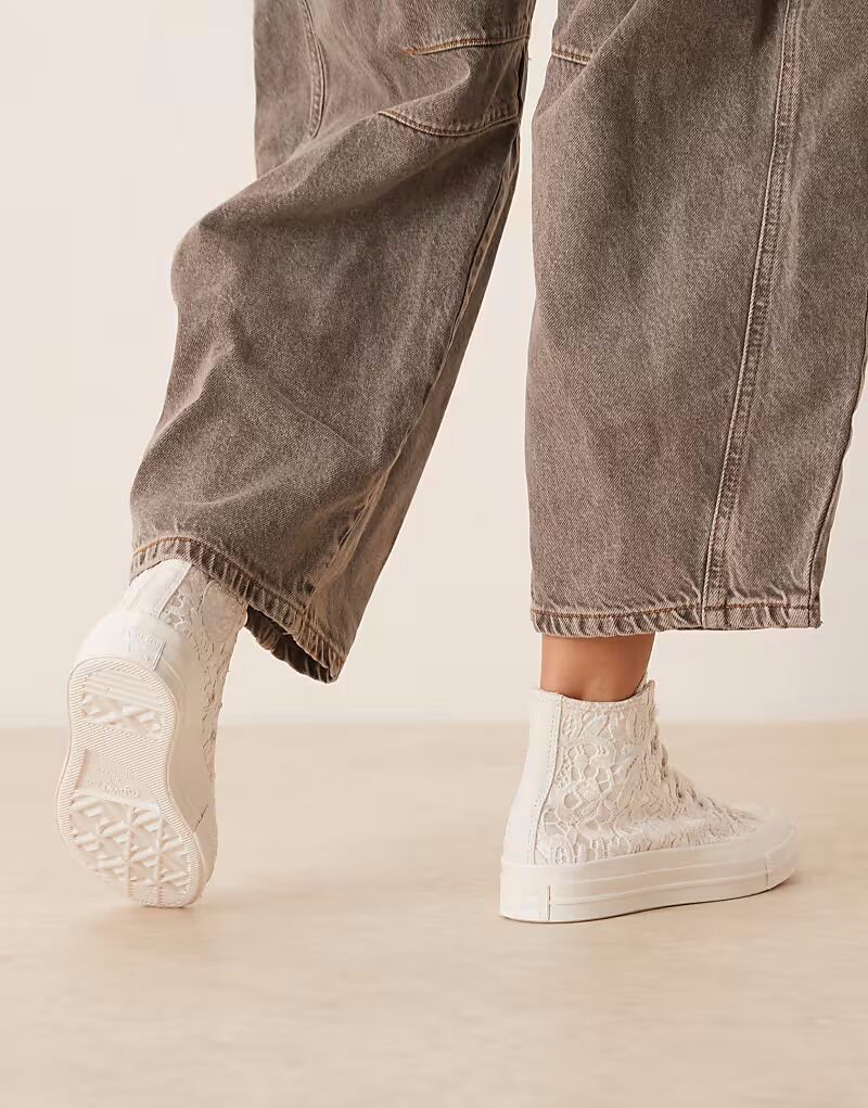 Кроссовки Converse Chuck 70 Hi из белого кружева с ленточными шнурками — фото 3