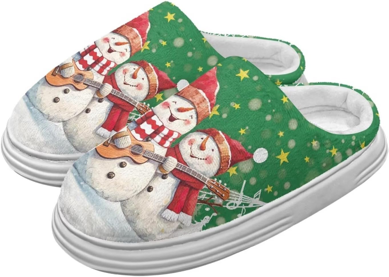 

Тапочки для женщин и мужчин, зимние шлепанцы, мягкие плюшевые пушистые домашние тапочки для улицы и дома Hechitok, Christmas Snowman Music