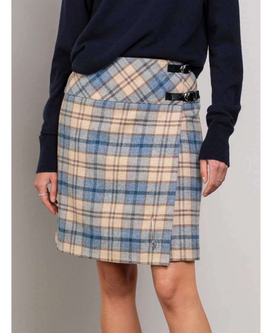 

Женская кельтская юбка-килт в клетку длиной до колена Celtic & Co, Oatmeal / denim
