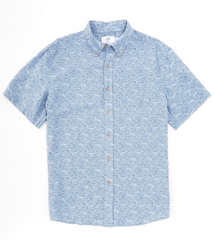 

Тканая рубашка с короткими рукавами Southern Tide The Whaler, синий