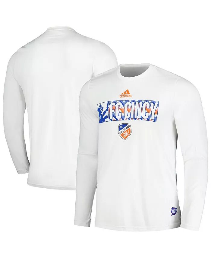 

Мужская белая футболка FC Cincinnati 2024 Jersey Hook AEROREADY с длинным рукавом adidas