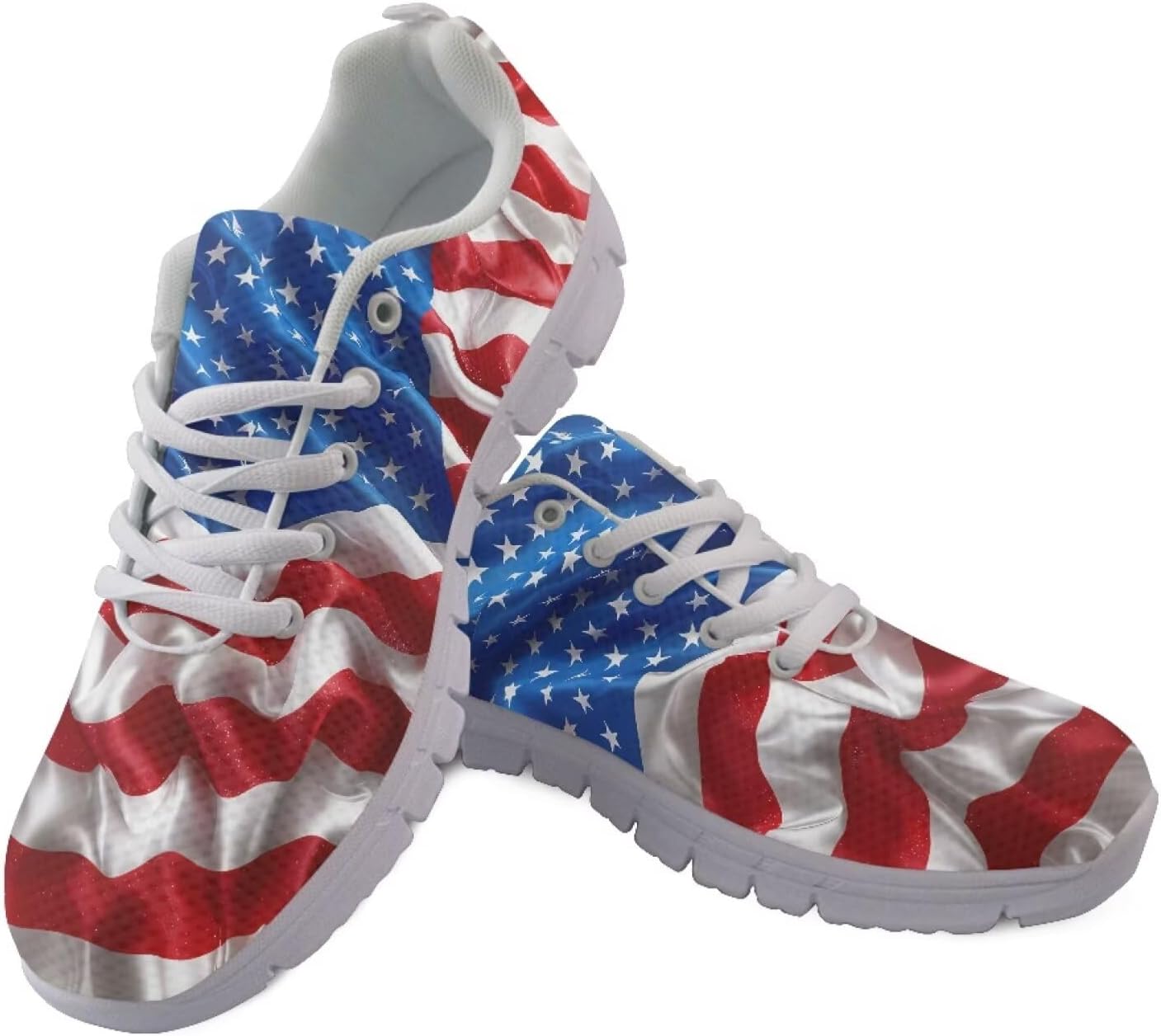 

Женские кроссовки для бега и зала на шнуровке, для ходьбы и походов, легкие и дышащие кроссовки для мужчин и женщин Getelinseng, American Flag Pattern