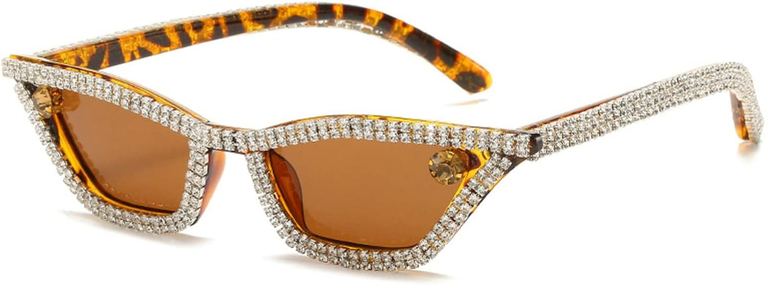 

Солнцезащитные очки COTIA «Кошачий глаз» с бриллиантами, женская, маленькая оправа, панк-стиль, винтажные очки с кристаллами и стразами, защита от ультрафиолета UV400, Leopard