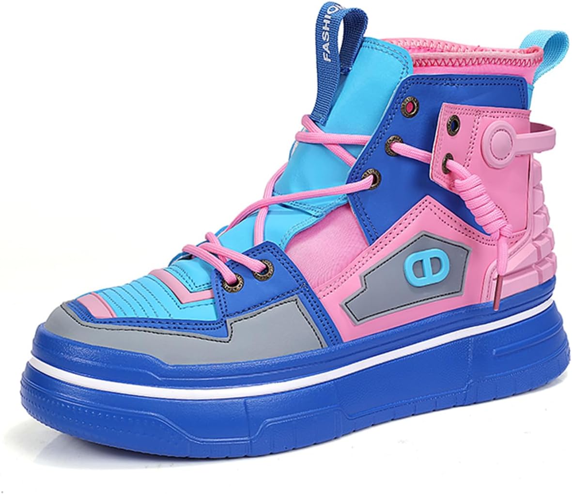 

Мужские высокие массивные кроссовки на платформе, модная цветная PU-кожа, повседневная обувь для ходьбы Zhoupulp, синий