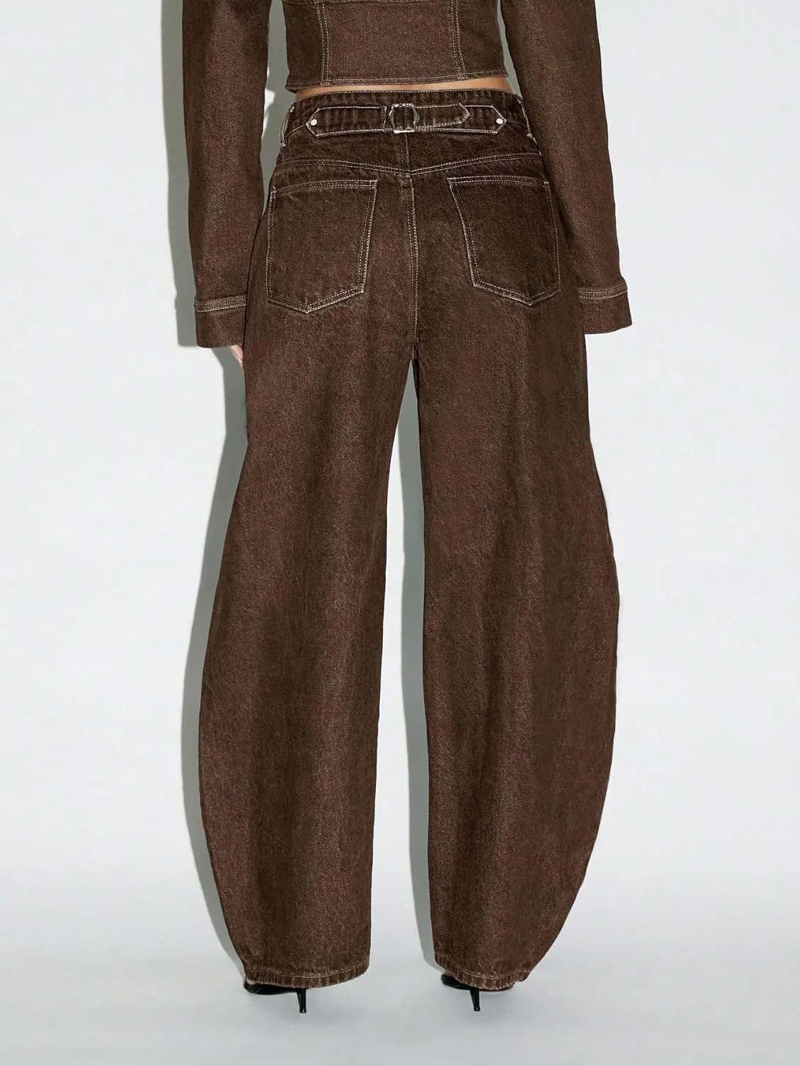 Джинсы с высокой талией, Baggy, Chocolate Brown — фото 2