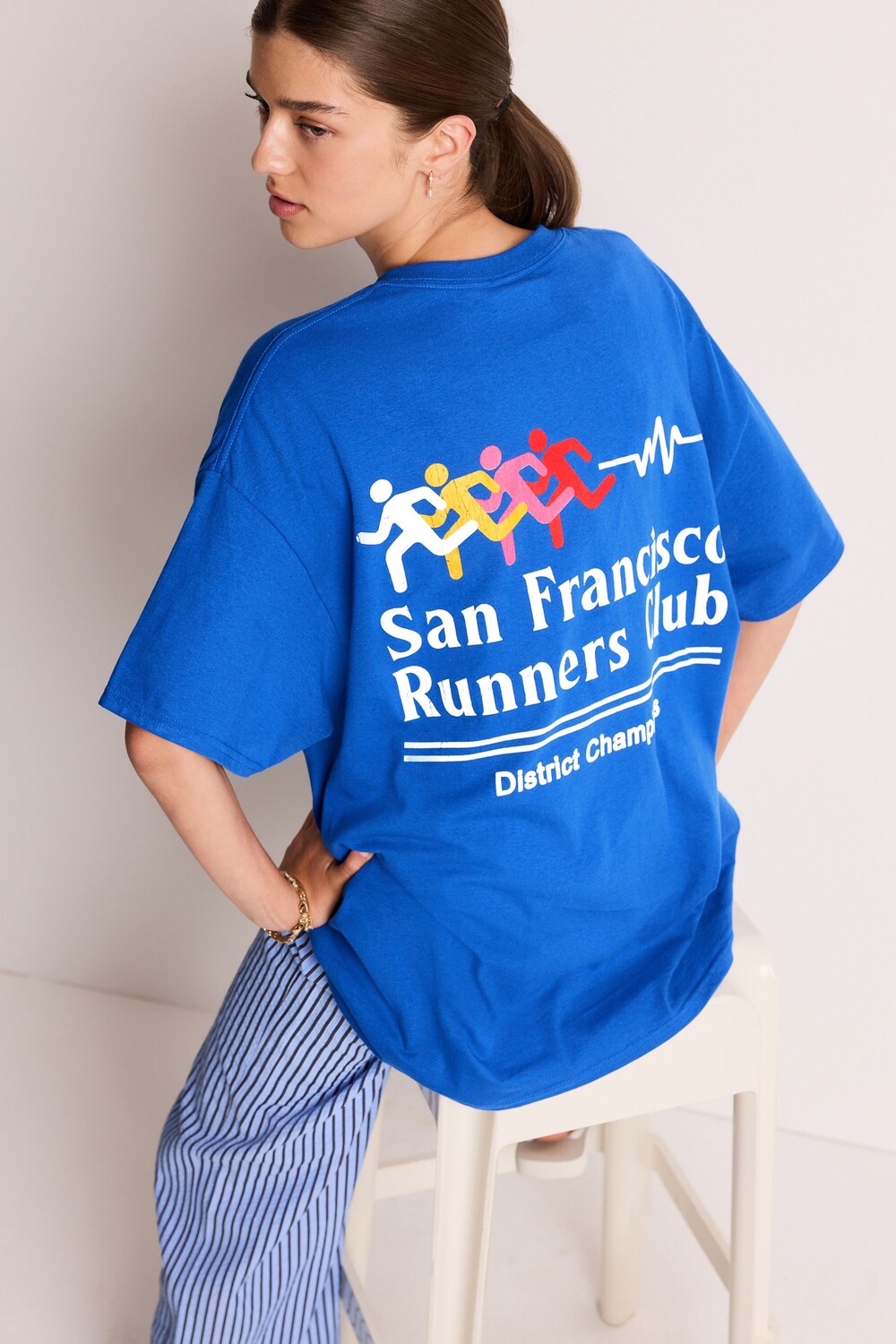 

Футболка свободного покроя с надписью San Francisco Runners Club Next, синий
