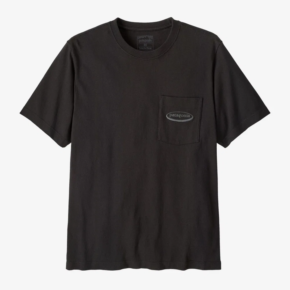 Мужская футболка Patagonia Midweight Water People Mark с карманом, чёрная