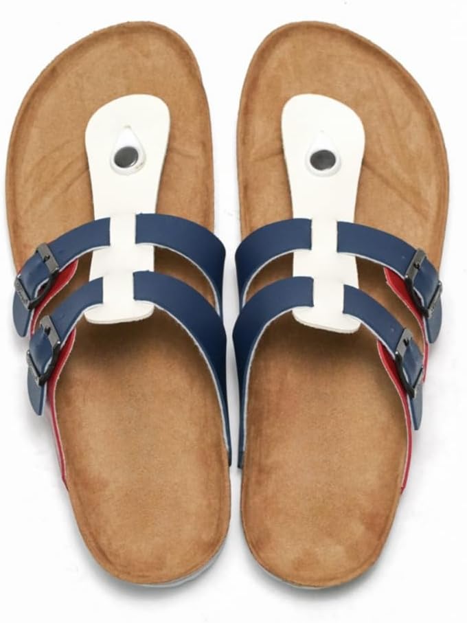 Мужские сандалии Geerta Strappy Jesus, широкие шлепанцы, пробковая стелька, водные тапочки, носить на пляже, легкие, дышащие, нескользящие, домашние шлепанцы, удобная обувь для летнего отдыха, синий — фото 3