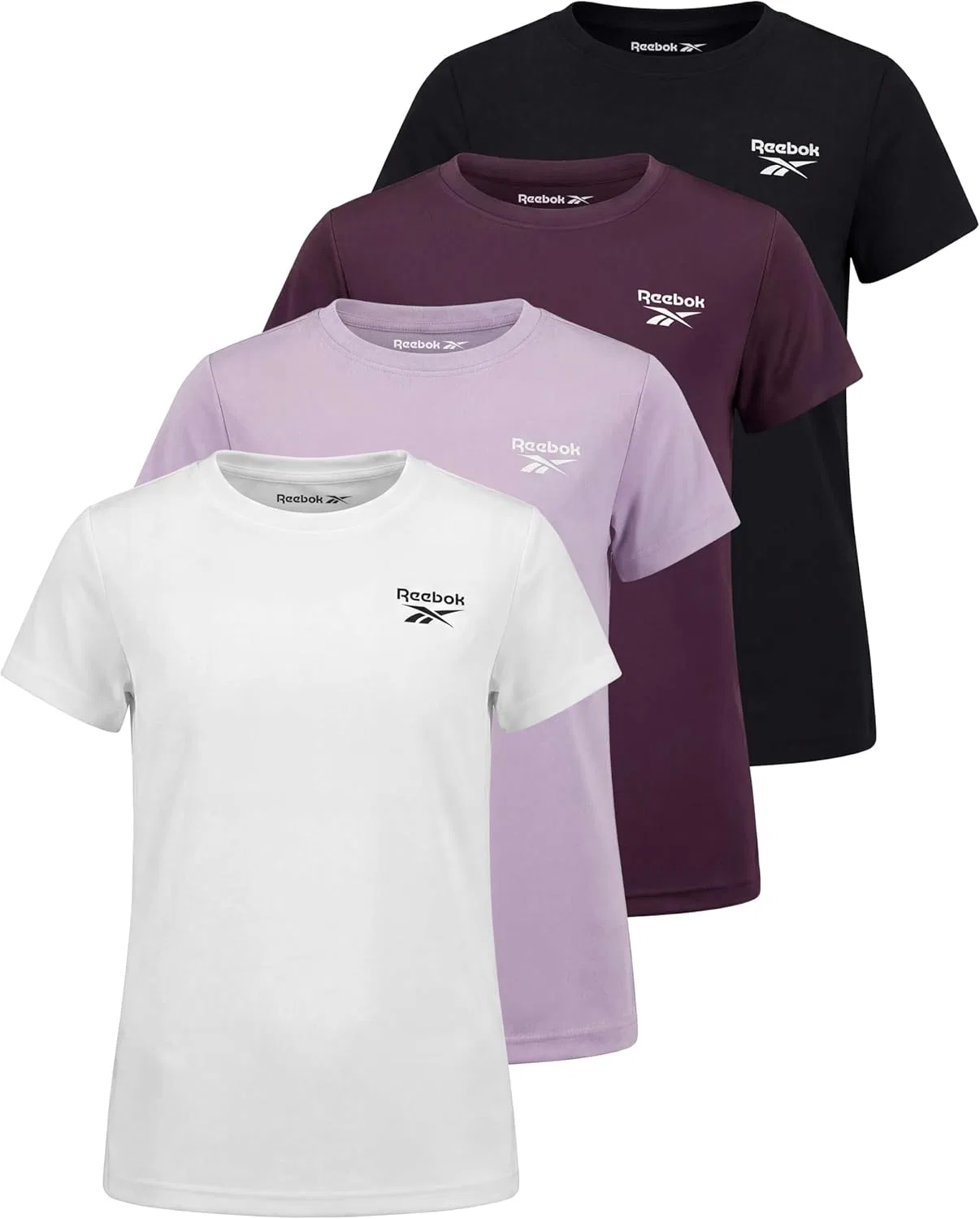 Футболка спортивная Reebok 4 шт, Solid Black, Solid Plum Perfect, Solid Orchid Petal, Solid Bright White